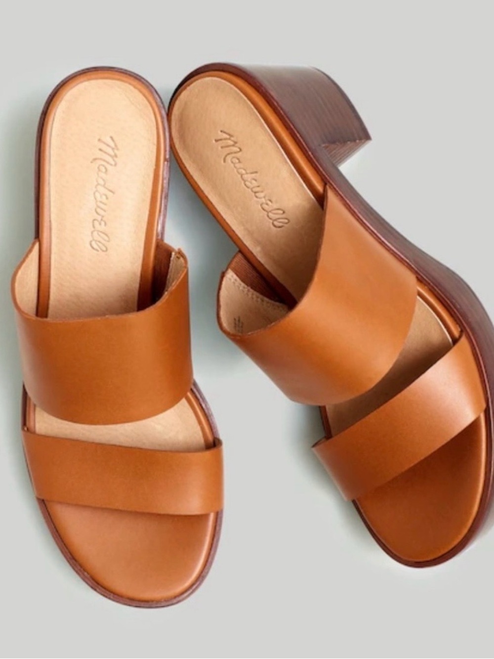 Madewell Cognac Leather Kiera Mule Sandals